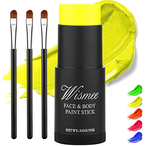 WISMEE UV ניאון צהוב צבע צהוב מקל מקל לא רעיל שמן מבוסס איפור איפור גוף צבע מקל מקל פיגמנט פיגמנטי צבע עפרונות