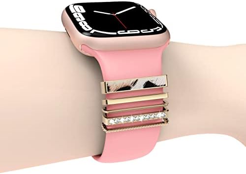 לולאות טבעות דקורטיביות של Omecky תואמות להקות סיליקון של Apple Watch, אביזרי קסמי יהלומים מתכתיים לרצועות