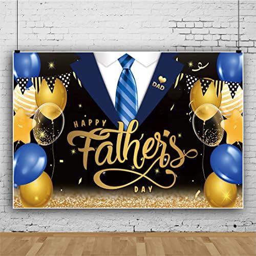 EAINB 5X3FT שמח המסיבה של יום האב רקע טוקסידו שחור חליפת עניבה כחולה בלונים אבות אבות פסטיבל קישוטי