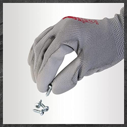 ג'ק בוס 12 זוגות עבודות בטיחות כפפות לגברים ונשים עם אחיזה מצופה PU על כף היד ואצבעות חלקות סרוגות