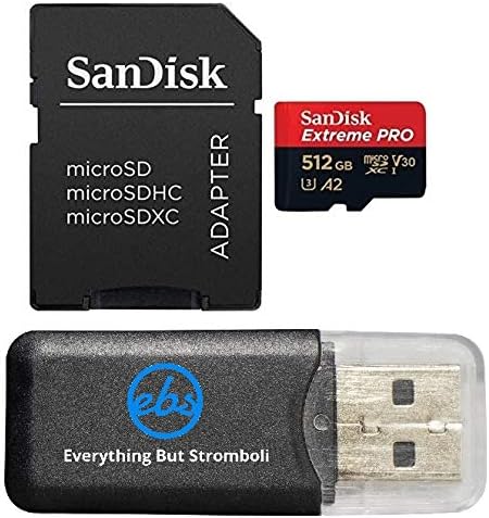 כרטיס זיכרון של סנדיסק 512 ג ' יגה-בייט מיקרו אקסטרים פרו עובד עם אינסטא360 אחד איקס2, אינסטא360 אחד מהדורת