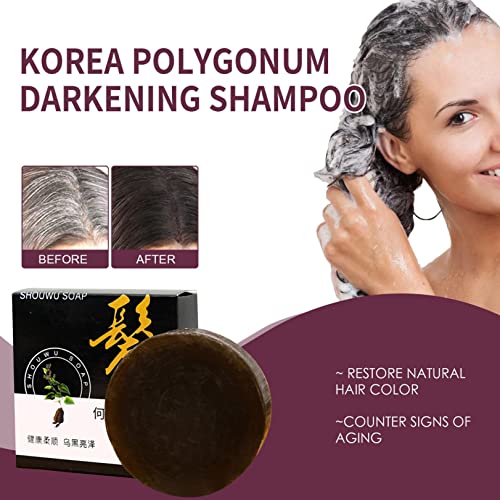 Szbaoan Polygonum Multiflorum Shampoo Bar - הוא shou wu שיער לבן לשמפו שחור סבון שיער שמפו צמיחה מחודשת, בר