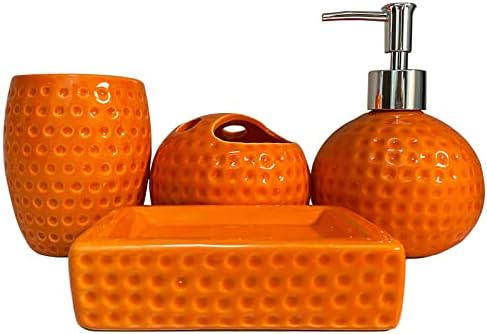סט אביזרי אמבטיה תפוז, 4 חתיכות אביזרי עיצוב אמבטיה קרמיקה סט שלם, כולל סט מתקני סבון אמבטיה, סט