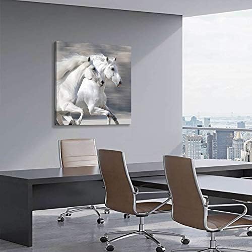 הרדי גלריה לבן סוס תמונה קיר אמנות: ריצה בעלי החיים יצירות אמנות ציור הדפסה על עטוף בד לסלון או משרד