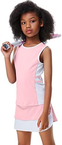 Lionjie ילדים בנות טניס תלבושת גולף תלבושת שמלה ללא שרוולים גופיות סקורטס חצאיות ספורט עם כיסי