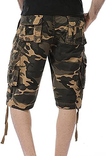 גברים רגועים בכושר CAMO מכנסי מטען קצרים הסוואה מרובי כיסים מכנסיים קצרים חיצוניים