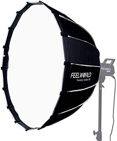 Feelworld FL225B 225W Light Light ו- FSP90 90 סמ Parabolic Softbox, US 3 Plong Plug Power כבל