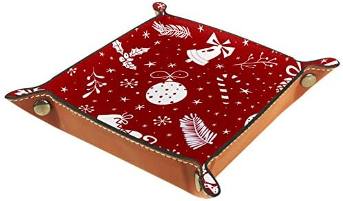 Lyetny אדום קישוטי חג המולד מארגן מארגן מגש אחסון מיטה מיטה מיטה קאדי שולחן עבודה מגש החלפת ארנק מפתח קופסת