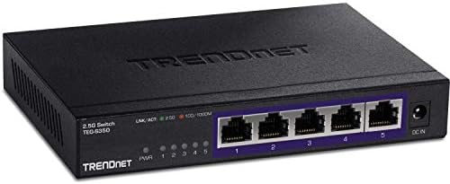 Trendnet 5-Port Unmabled 2.5G מתג, שחור, ו- 2.5G USB-C ל- RJ-45 מתאם Ethernet, מתאם 2 ב -1 תואם
