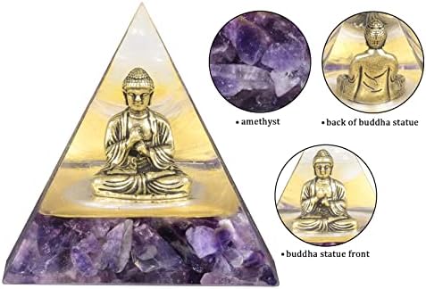 פליז פליז יושב בודהה בודהה בריפוי פירמידה קריסטל אורגונה לפירמידה חיובית, אבן אורגוניט, הגנת רייקי