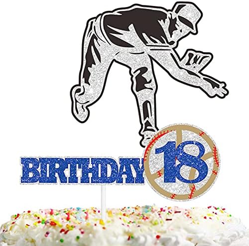 טופר עוגת בייסבול לנשים גברים 18 יום הולדת שמח ספורט ספורט קישוט קישוט ציוד עיצוב עוגת קנקן בייסבול