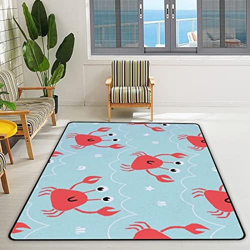 זוחל שטיח מקורה משחק מחצלת ים סרטנים חמודים לסלון חדר שינה חינוכי חינוך משתלת שטיחים שטיחים 63x48 אינץ '