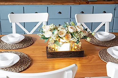 מייסון צנצנת אורות מרכזי שולחן קישוטי אוכל חדר חווה קפה שולחן דקור עץ מגש עם 3 צנצנות פרחי אביב