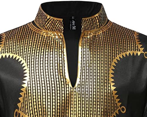 אפריקני אפריקני של לוקמטון, סט אפריקני 2, שרוול ארוך הדפס זהב דשיקי ותלבושת מכנסיים חליפה מסורתית