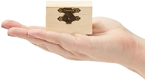 ג ' ובאלה 12-מארז קופסאות עץ קטנות למלאכות יד, קופסה בסגנון תיבת אוצר עץ לא גמורה עם מכסה צירים וסוגר