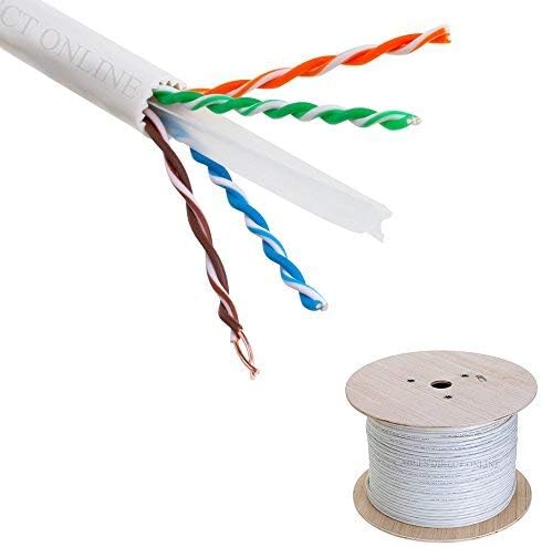 כבלים ישיר מקוון Cat6a 1000ft כבל אדום מוצק נחושת חשופה 23awg 4 זוגות Ethernet Poe ++ חוט, זוג