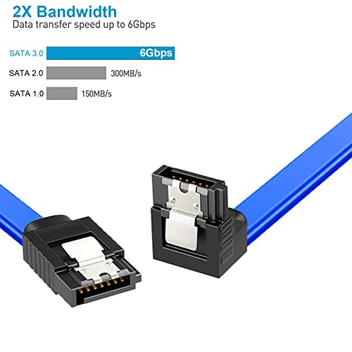 כבל UV-Cable 5-חבילה 90 מעלות זווית ימנית כבל SATA כבל 18 אינץ 'כחול