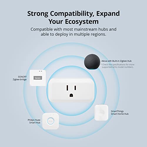 Sonoff S40 Lite 15a Zigbee Plug עם ETL Certified, עובד עם Smartthings, ו- Echo Plus, Hub הדרוש לאמזון