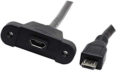 Haokiang Micro USB זכר לנקבה PANER PANER PANER סוג טעינה מסוג כבל, 1FEET BLACK