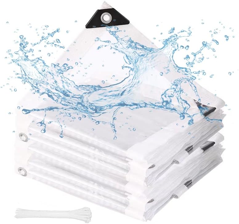 3 × 6ft עמיד למים ברזנט ברזים, 11.3 מיל 'חובה כבדה PVC כיסוי ברזנט שקוף עם לריונות מתכת, UV/מים/קרע/אבק