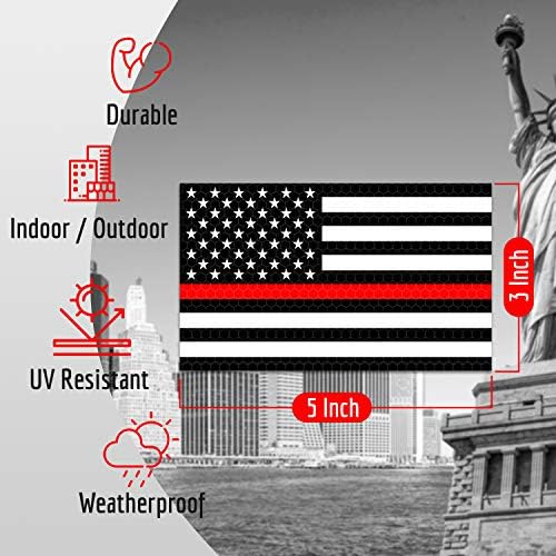 3PC קו דק רזה דק רזה מדבקת דגל אמריקאי - 5 x 3 אינץ
