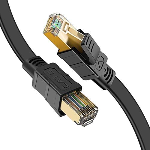 Sansunto Cat8 כבל Ethernet 100ft, מחברי RJ45 מצופים זהב מוגן כפול, כבל רשת גבוהה 26AWG, כבלים