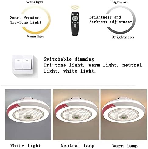 MGJXTWG פרופיל נמוך מאוורר תאורת תקרה LED LED שלב מעריץ לעמעום נברשת עם שלט רחוק, אור תקרה מודרני עם מאווררים