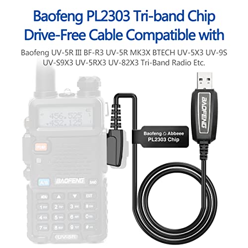 Baofeng 39 אינץ 'כבל תכנות USB PL2303 CHIP תואם למערכת מחשב WINXP/7/8/10, רדיו נטול כונן UV-5R,