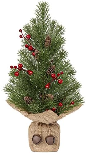עץ חג המולד של 16 אינץ 'עץ חג המולד קטן עץ חג המולד המלאכותי מיני עץ חג המולד עץ חג המולד עם פירות יס