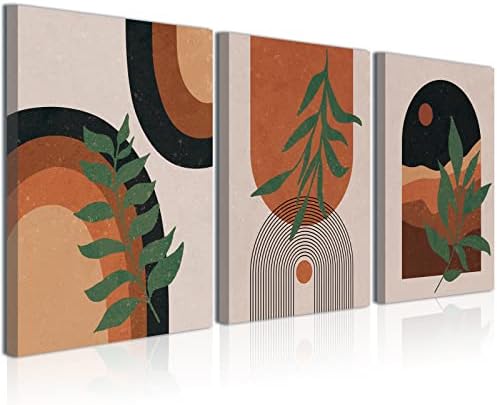 Anyzal אמצע המאה של בוהו קיר סט אמנות של 3, הדפסי בד צמח יער גיאומטרי, דפסי קנבס, יצירות אמנות במדבר