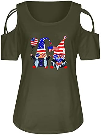 4 ביולי חולצות לנשים חולצות טוניקה עם צווארון שרוול קצר פסים דגל אמריקאי עניבה צבע חולצה פטריוטית חולצות