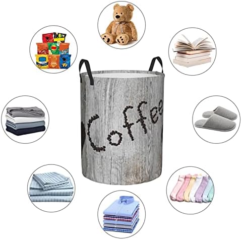 פולי קפה של קוילפה על סיפון דלי כביסה מתקפלים אטומים למים עם ידיות לפח אחסון, חדר ילדים, מארגן ביתי, אחסון
