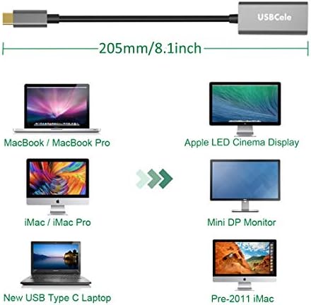 USBCELE USB-C ל- MINI DisplayPort מתאם, USB סוג C ל- MINI DP DP 4K מתאם כבלים עבור MacBook Pro, IMAC/IMAC PRO,