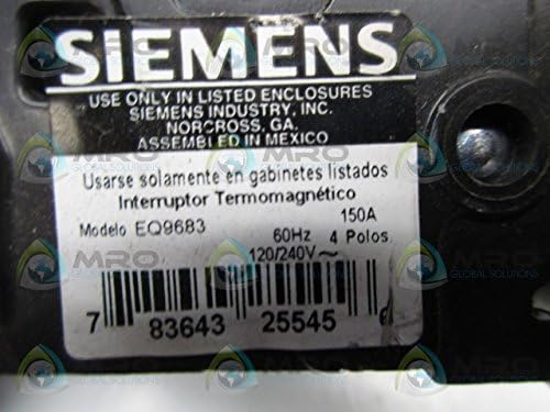 Siemens EQ9683 150A 240V 2P 10K משומש, שחור