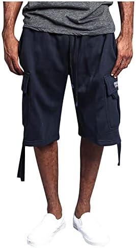 מכנסי מטען גברים, מכנסי מטען בקיץ לגברים רופפים מכנסיים קצרים של שרוך רב-כיס מזדמנים
