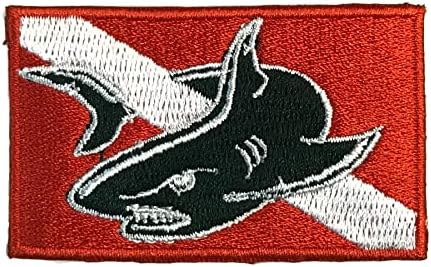 דגל כריש רקום צולל למטה טלאי דגל, ברזל על סמל צלילה של טלאי צלילה
