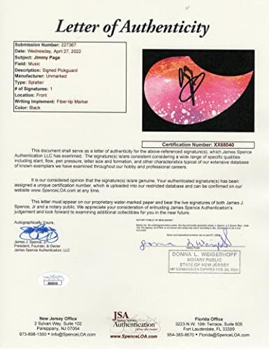 ג 'ימי פייג' חתם על חתימה בגודל מלא פנדר גיטרה אקוסטית עם ג 'יימס ספנס אימות ג' יי. אס. איי קואה - לד זפלין