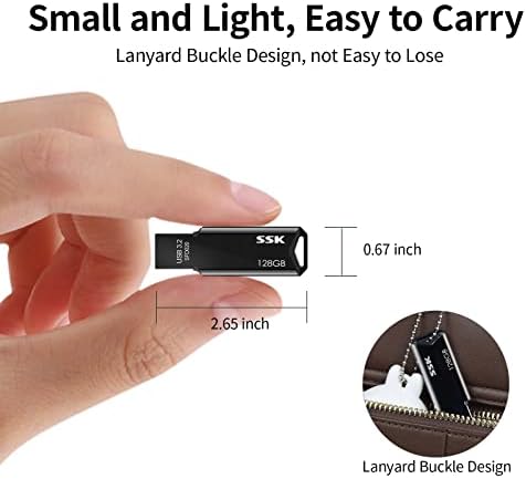 SSK 128GB מקל זיכרון כונן פלאש USB, USB 3.2 מהירות גבוהה כונן אגודל עם מחוון LED, קפיצה אטומה למים פנדריב