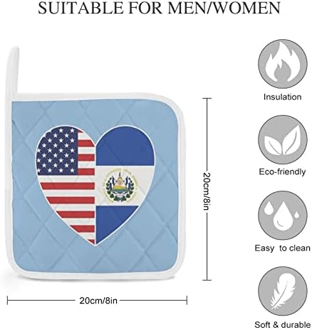 אל סלבדור ואמריקה דגל מחזיקי סיר לב למטבח עמיד בפני חום תנור רפידות חמות לבישול