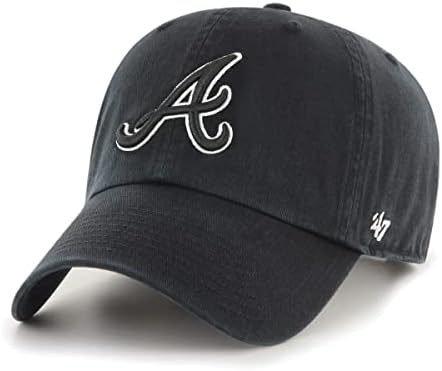 אטלנטה ברייבס שחור מתאר לנקות מתכוונן כובע, למבוגרים מידה אחת מתאים לכל