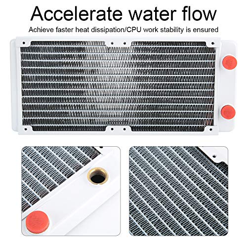 מים קירור רדיאטור, 240 ממ מחשב מים קירור לבן נחושת חום כיור עם 12 צינורות, מחשב מים מקורר צינור