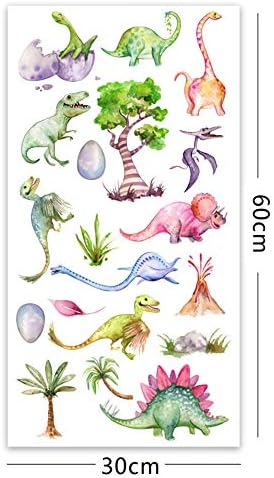 מדבקות קיר דינוזאור של דינוזאור של קידדייל בצבעי מים, קליפות ומקל ציור קיר קיר צבעוני לילדים, משתלת, כיתה ועוד