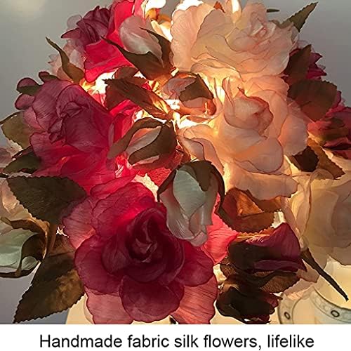 ZLXDP פרח ורד גביש מנורה לחתונה מתנה לחתונה יצירתית נסיכת חתונה חדר חתונה ארוך קישוט בהיר מנורת מיטה