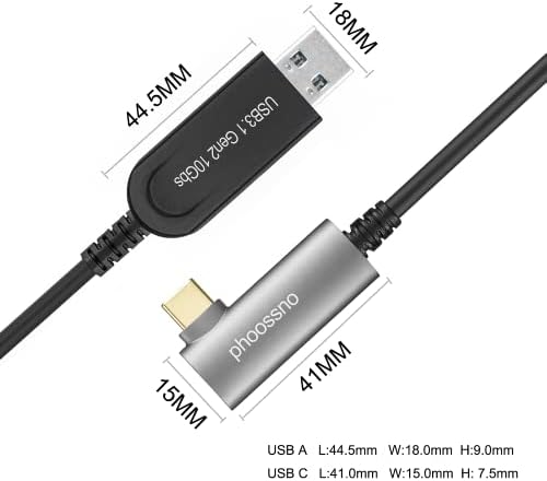 USB A TO C סיביות סיבים אופטיים כבל אופטי USB 3.1 GEN2 10GBPS 10M 33F