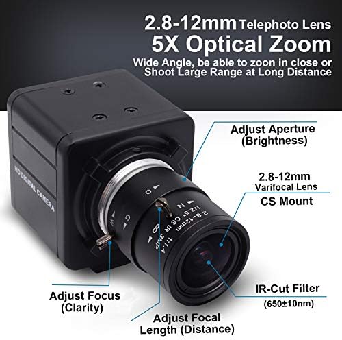 מצלמת USB של SVPRO עם זום 2.8-12 ממ עדשה וריפוקלית מצלמת אינטרנט Sony IMX322 מצלמת תאורה נמוכה 2MP מלא HD