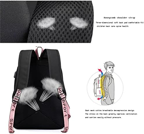 אנימה תרמיל אופנה נסיעות עסקי מחשב נייד תיק עם טעינת נמל, מזדמן שקיות עבור נשים גברים