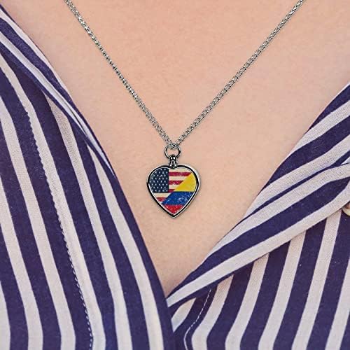 אמריקאי וקולומביה רטרו דגל מודפס לחיות מחמד כד שרשרת עבור אפר לב שריפת גופות תכשיטי זיכרון תליון אפר
