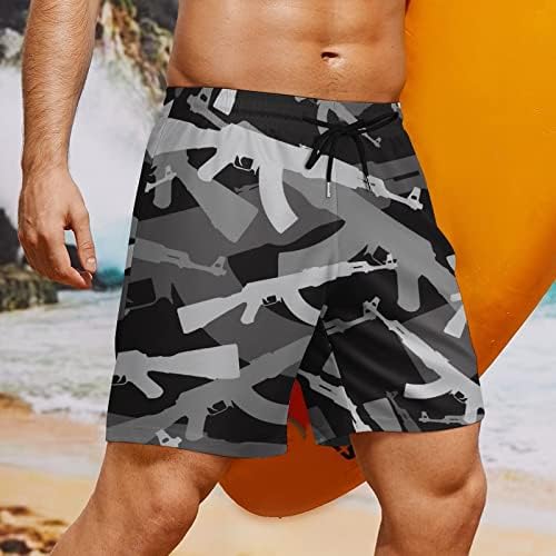גזעי שחייה לגברים של אקדח קאם עם מכנסיים קצרים של אוניית דחיסה לגלוש בספורט בגד ים של חוף הים