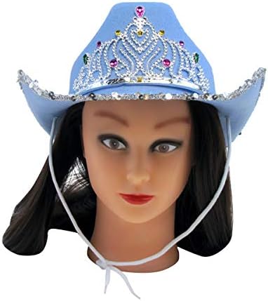 אוצר גורואים חידוש כחול בוקרת כובע נצנצים נזר רווקות מסיבת נשים קאובוי תלבושת תלבושות אבזר