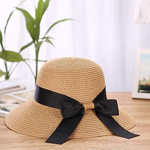 כובע קש קש לנשים לנשים כובעי כובע חוף כובעי קיץ, כובע שמש אלגנטי ומקסים